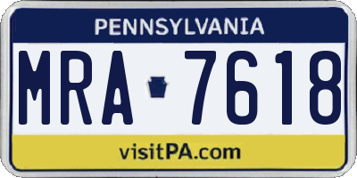 PA license plate MRA7618