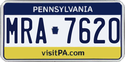 PA license plate MRA7620