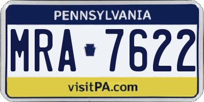PA license plate MRA7622