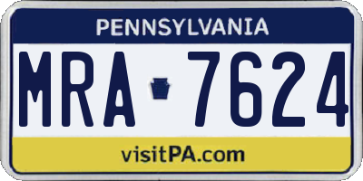 PA license plate MRA7624
