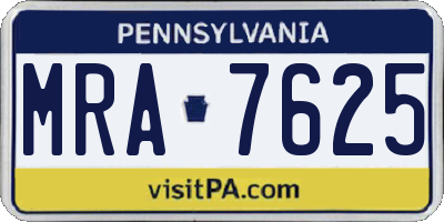 PA license plate MRA7625