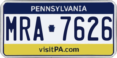 PA license plate MRA7626