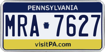PA license plate MRA7627