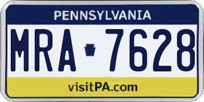 PA license plate MRA7628