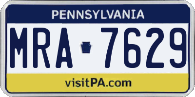 PA license plate MRA7629