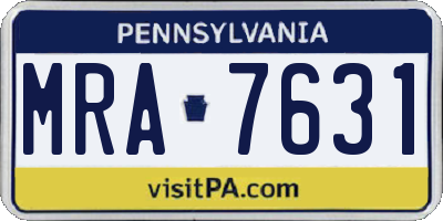 PA license plate MRA7631