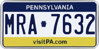 PA license plate MRA7632