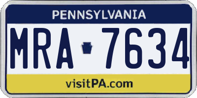 PA license plate MRA7634
