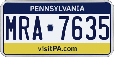PA license plate MRA7635