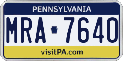 PA license plate MRA7640