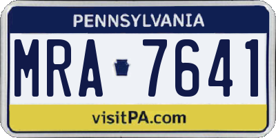PA license plate MRA7641