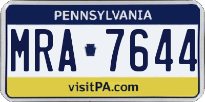 PA license plate MRA7644