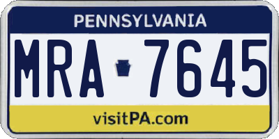 PA license plate MRA7645