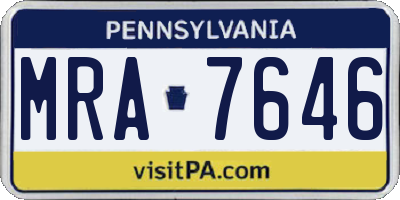 PA license plate MRA7646