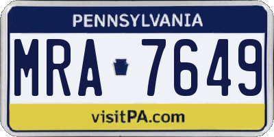 PA license plate MRA7649