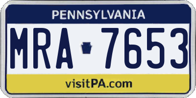 PA license plate MRA7653