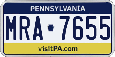 PA license plate MRA7655