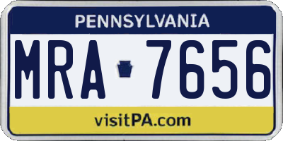 PA license plate MRA7656