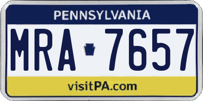 PA license plate MRA7657