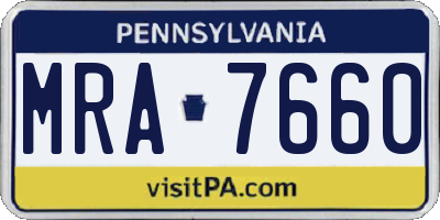 PA license plate MRA7660