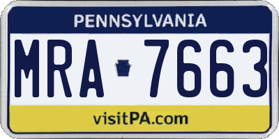 PA license plate MRA7663