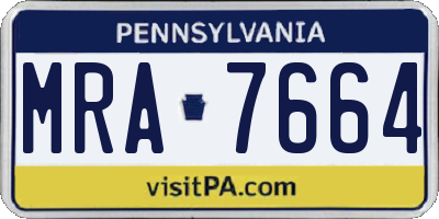 PA license plate MRA7664
