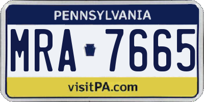 PA license plate MRA7665