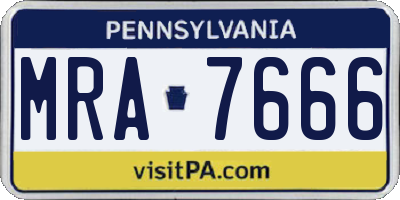 PA license plate MRA7666