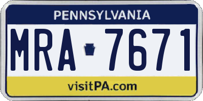 PA license plate MRA7671