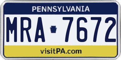 PA license plate MRA7672