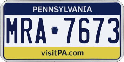 PA license plate MRA7673