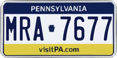 PA license plate MRA7677