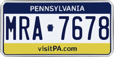 PA license plate MRA7678