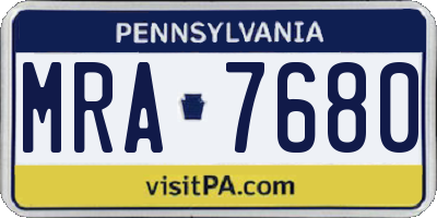 PA license plate MRA7680