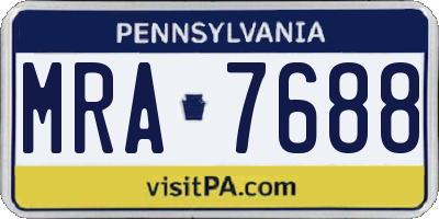 PA license plate MRA7688