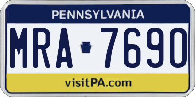 PA license plate MRA7690