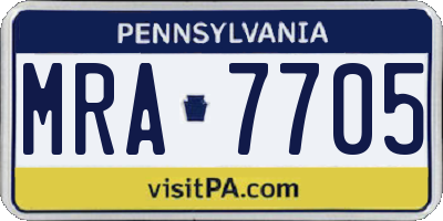 PA license plate MRA7705