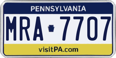 PA license plate MRA7707