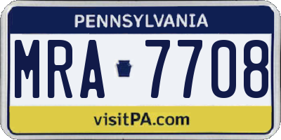 PA license plate MRA7708