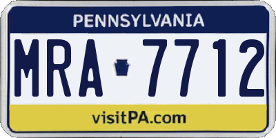 PA license plate MRA7712