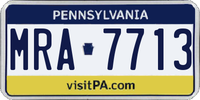 PA license plate MRA7713