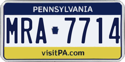 PA license plate MRA7714
