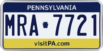 PA license plate MRA7721