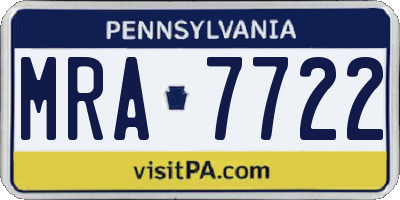 PA license plate MRA7722