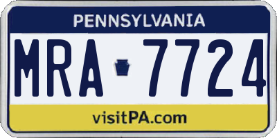 PA license plate MRA7724