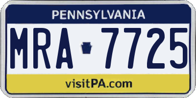 PA license plate MRA7725