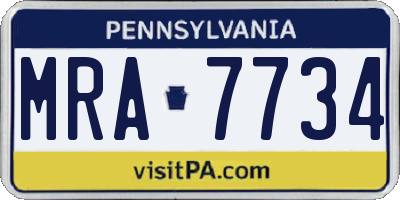 PA license plate MRA7734