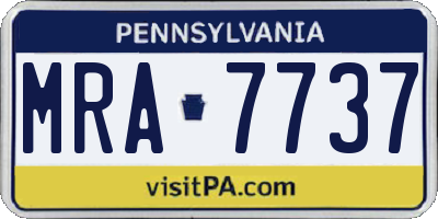 PA license plate MRA7737