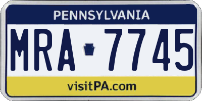 PA license plate MRA7745