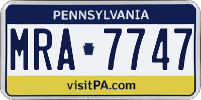 PA license plate MRA7747